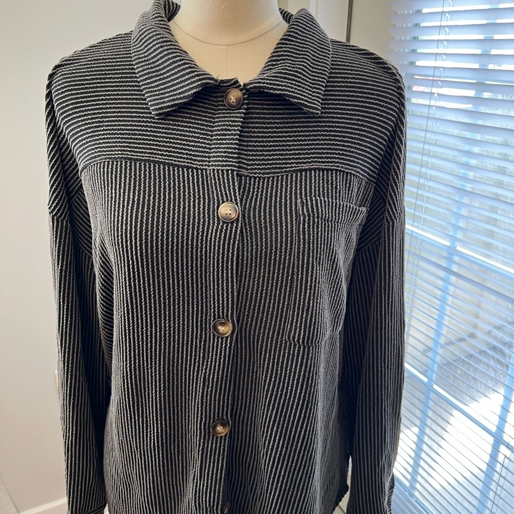 Striped Black and Gray Women's Jacket